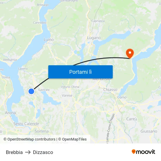 Brebbia to Dizzasco map