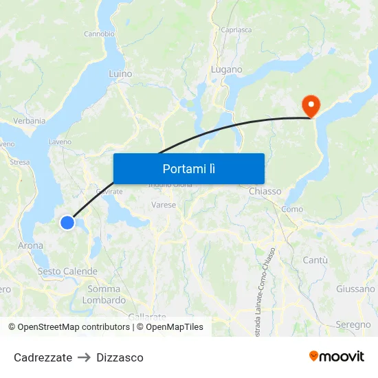 Cadrezzate to Dizzasco map