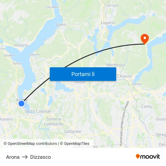 Arona to Dizzasco map