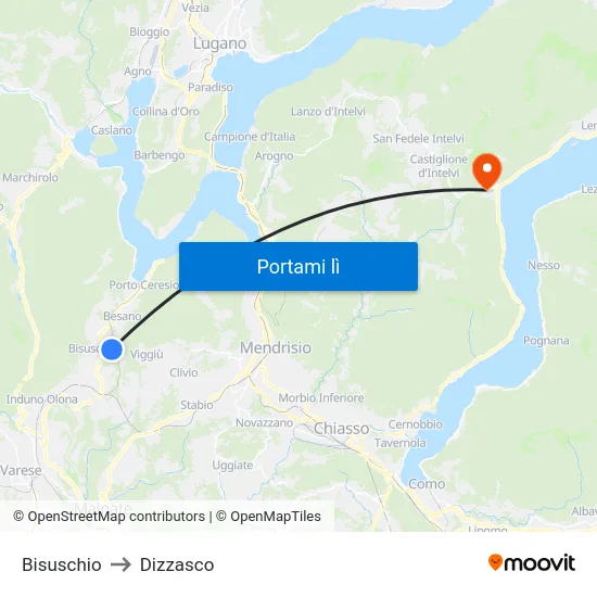 Bisuschio to Dizzasco map