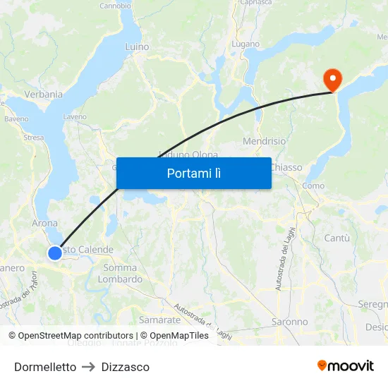 Dormelletto to Dizzasco map