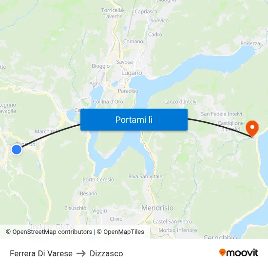Ferrera Di Varese to Dizzasco map
