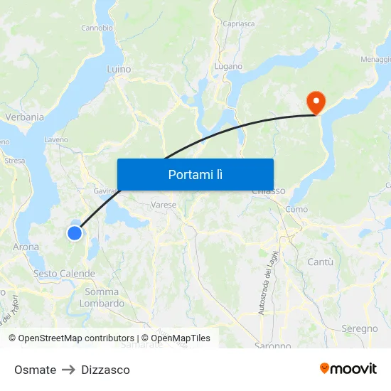 Osmate to Dizzasco map