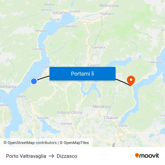 Porto Valtravaglia to Dizzasco map