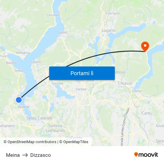 Meina to Dizzasco map