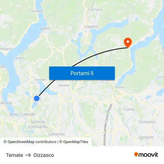 Ternate to Dizzasco map