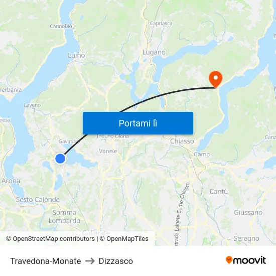 Travedona-Monate to Dizzasco map