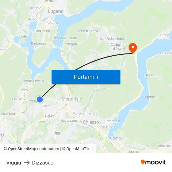 Viggiù to Dizzasco map