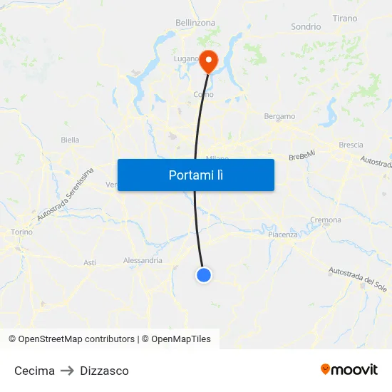 Cecima to Dizzasco map