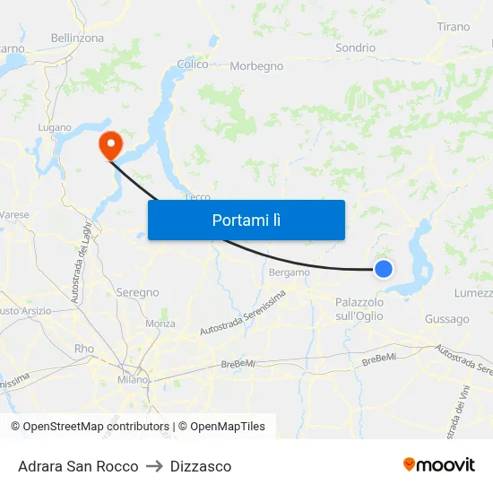 Adrara San Rocco to Dizzasco map