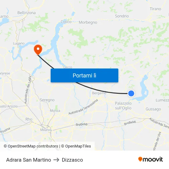 Adrara San Martino to Dizzasco map