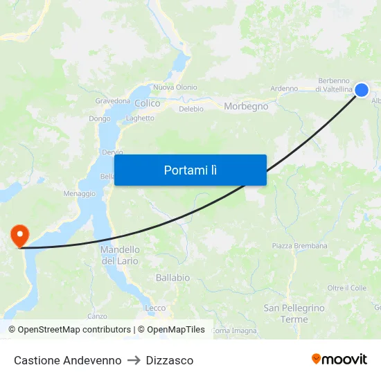 Castione Andevenno to Dizzasco map