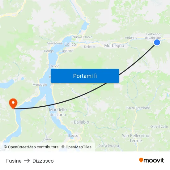 Fusine to Dizzasco map