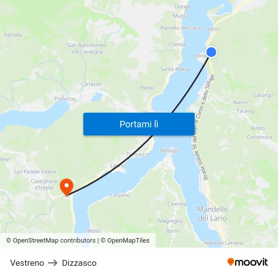 Vestreno to Dizzasco map