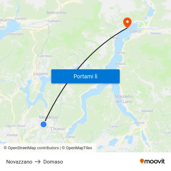 Novazzano to Domaso map