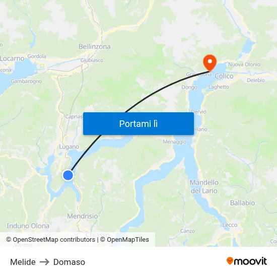 Melide to Domaso map