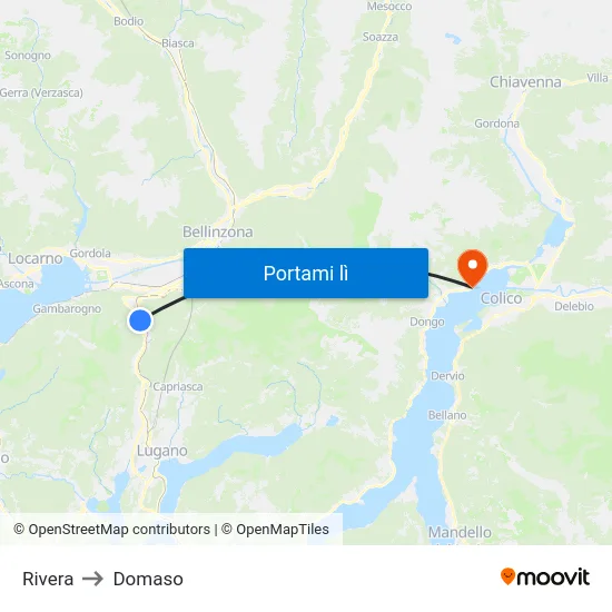 Rivera to Domaso map