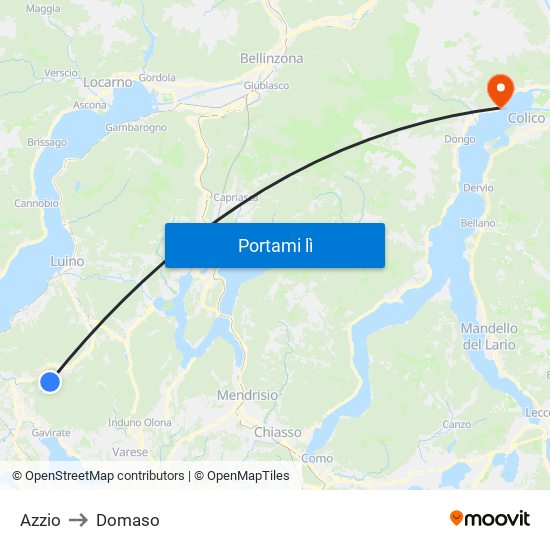 Azzio to Domaso map