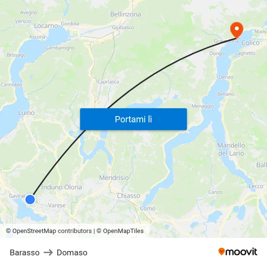 Barasso to Domaso map