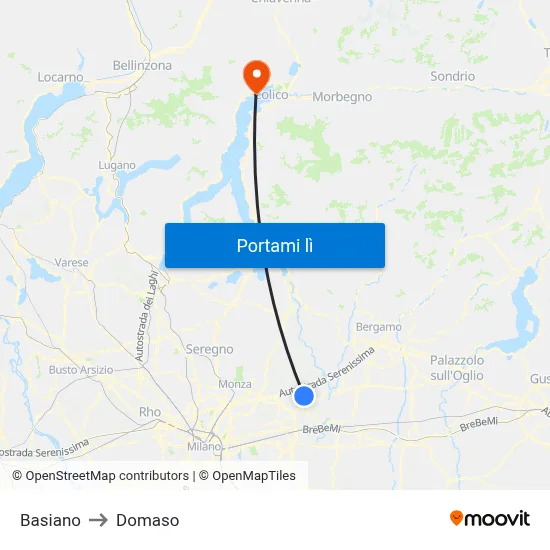Basiano to Domaso map