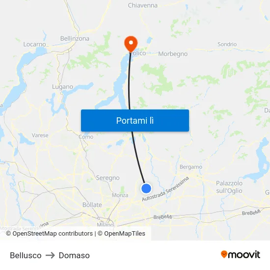 Bellusco to Domaso map