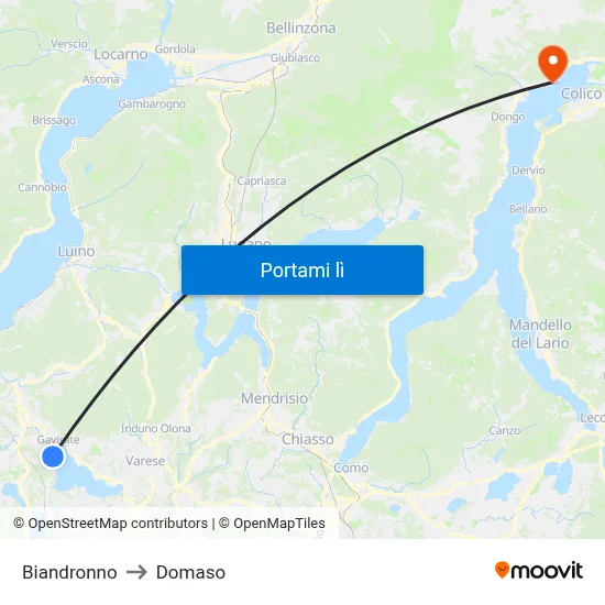 Biandronno to Domaso map