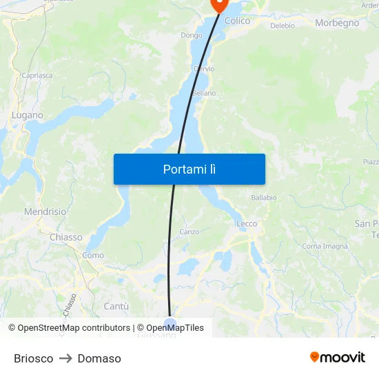 Briosco to Domaso map
