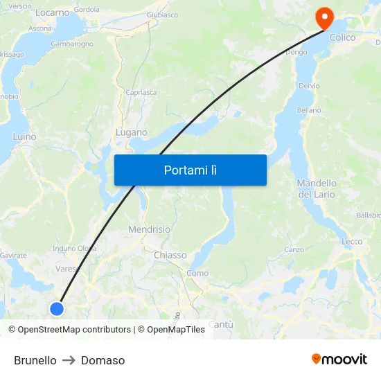 Brunello to Domaso map