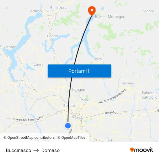 Buccinasco to Domaso map