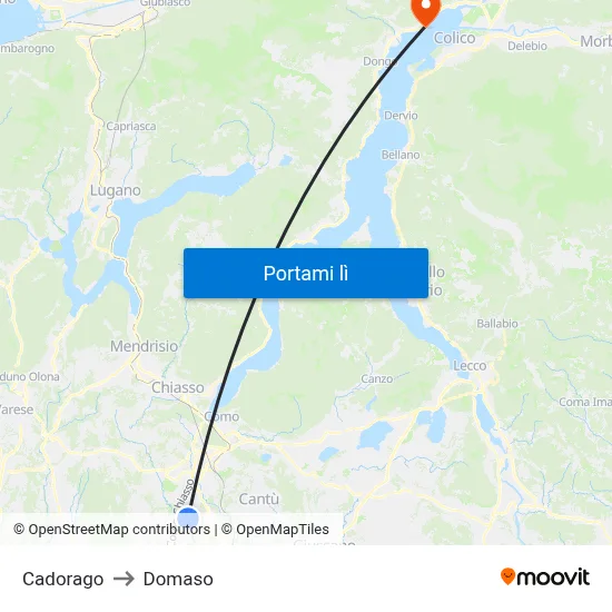 Cadorago to Domaso map
