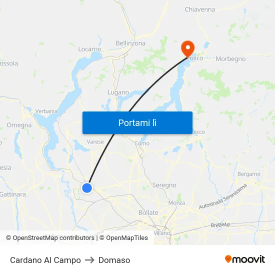 Cardano Al Campo to Domaso map