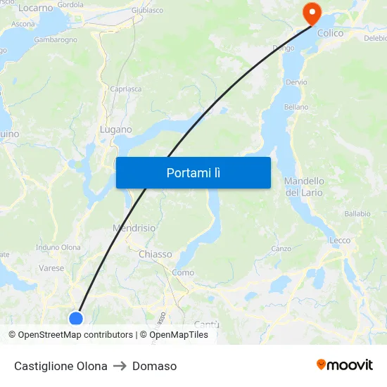 Castiglione Olona to Domaso map