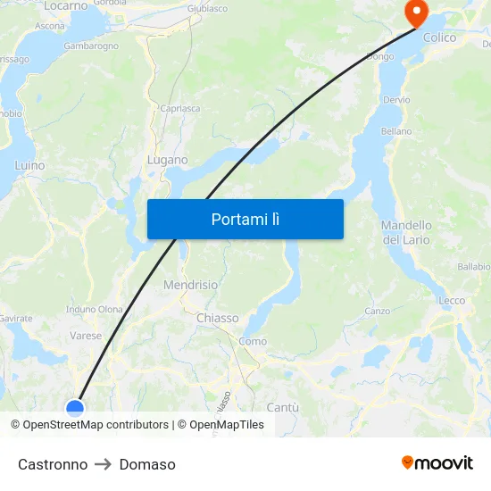Castronno to Domaso map