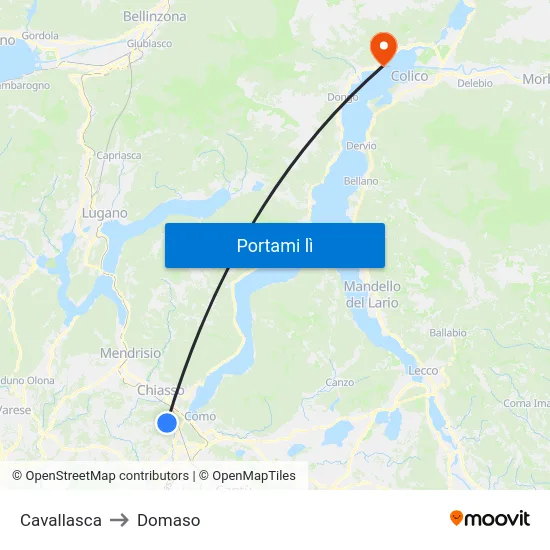 Cavallasca to Domaso map