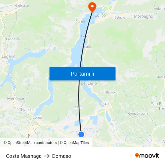 Costa Masnaga to Domaso map