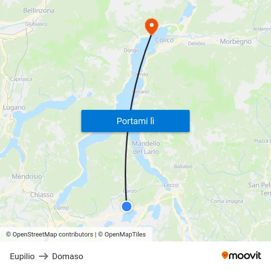 Eupilio to Domaso map