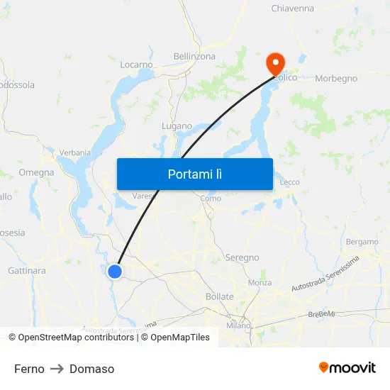 Ferno to Domaso map