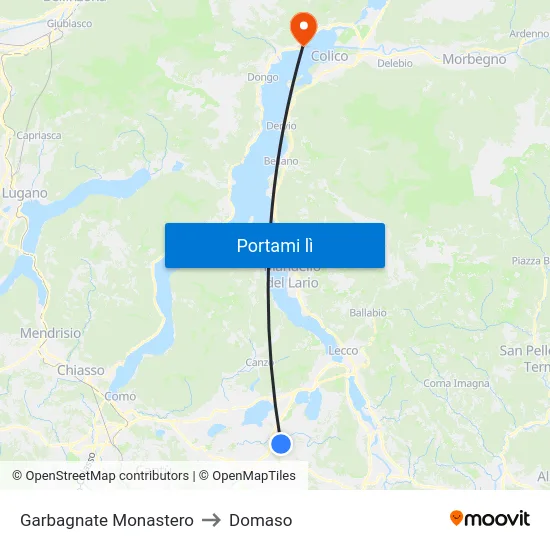 Garbagnate Monastero to Domaso map