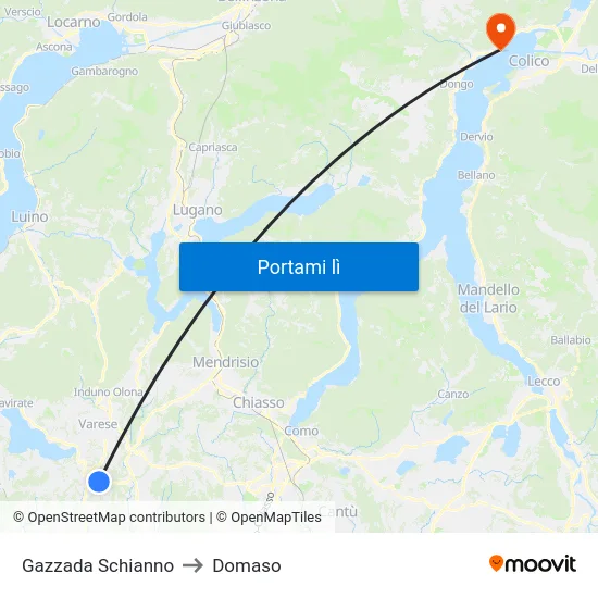 Gazzada Schianno to Domaso map