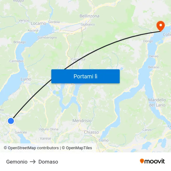 Gemonio to Domaso map