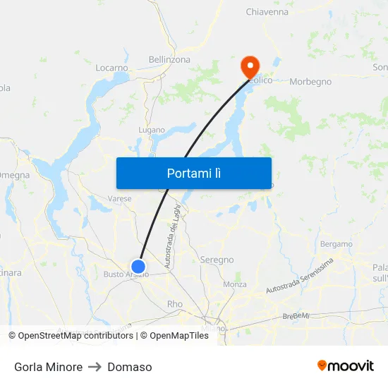 Gorla Minore to Domaso map