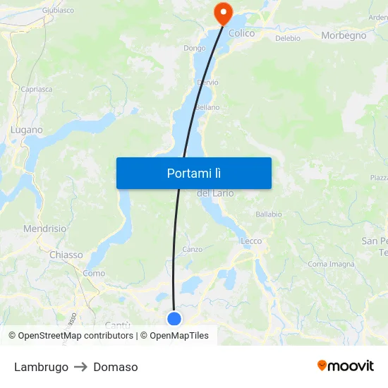 Lambrugo to Domaso map