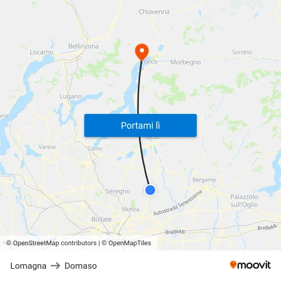 Lomagna to Domaso map