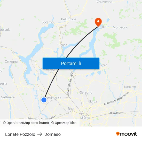 Lonate Pozzolo to Domaso map