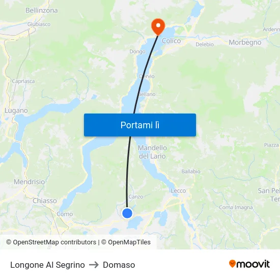 Longone Al Segrino to Domaso map