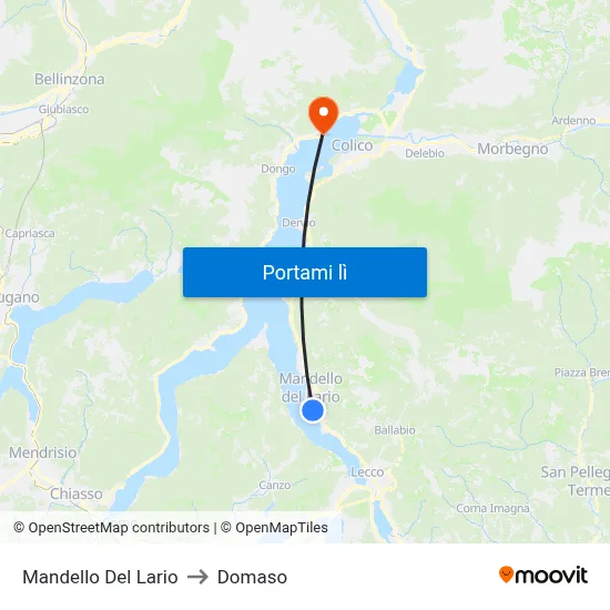 Mandello Del Lario to Domaso map