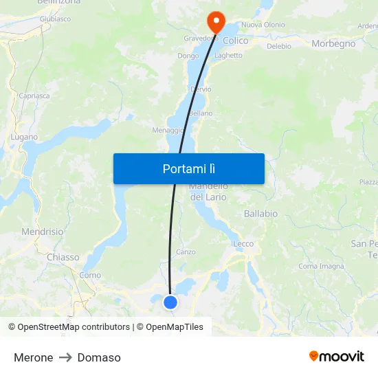 Merone to Domaso map