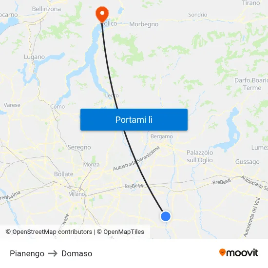 Pianengo to Domaso map