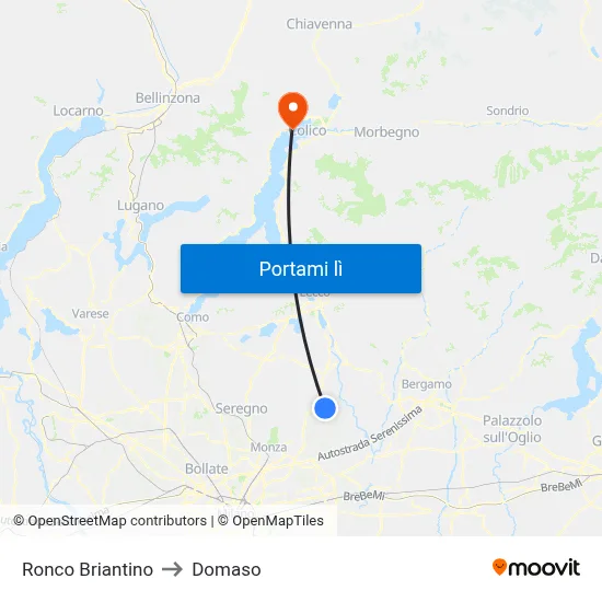 Ronco Briantino to Domaso map