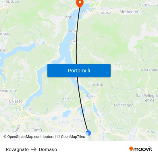 Rovagnate to Domaso map